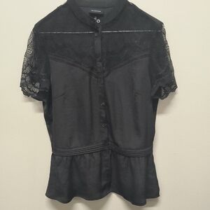 Who What Wear Black Lace Blouse